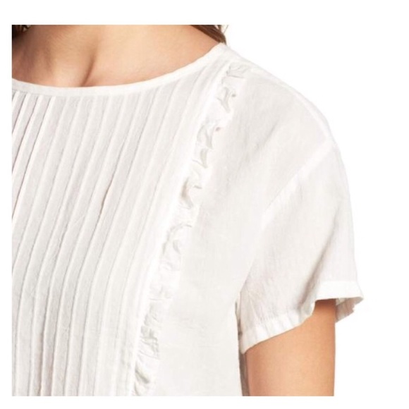 Current / Elliott Cotton Pintuck Ruffle Top in Star White, XS NWT - Picture 2 of 8